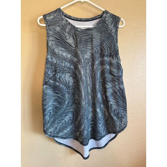 Lululemon High Neck Split Hem Run Tank Dimensional Icing Blue Multi Size Large - Picture 1 of 4